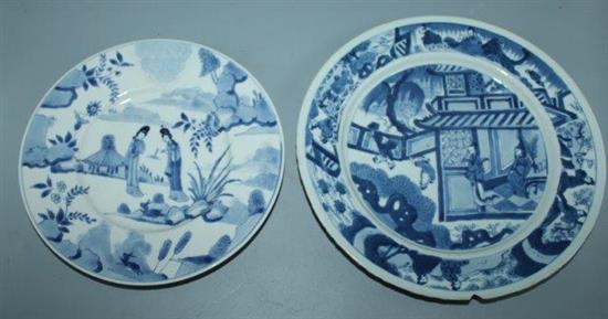 2 Chinese blue and white plates, kangxi